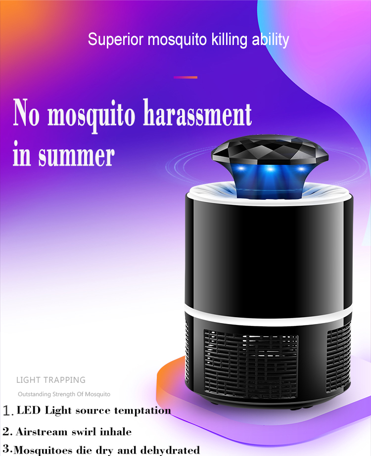 360° LED Portable LED Mosquito Killing Lamp USB Charging Insect Bug Zapper Qiuet Design