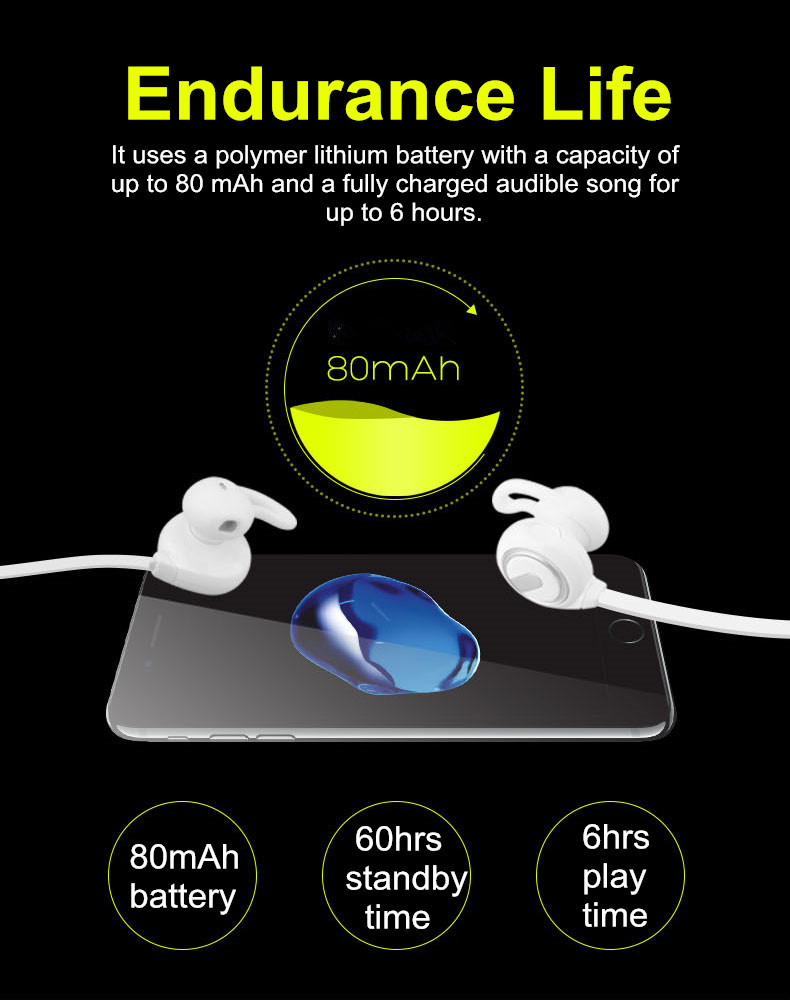 Sports Wireless Magnetic Bluetooth Bass Stereo Earphone Waterproof Handsfree Outdoor for Xiaomi 7