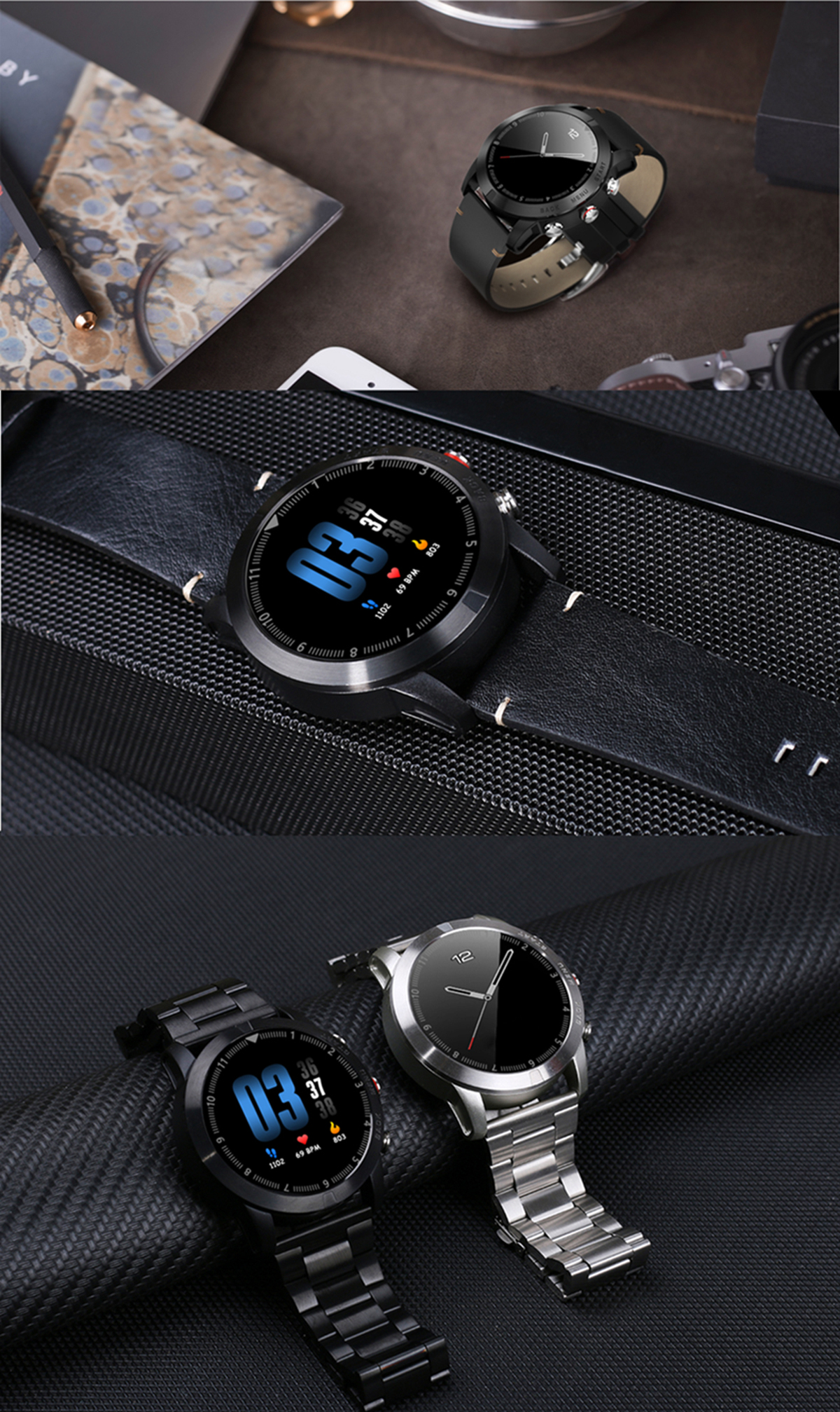 DT NO.1 S10 Full Touch Detachable Design Wristband Large Battery Caller ID Display Sport Smart Watch 42