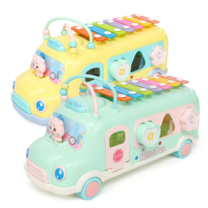 Baby Knock Beat Xylophone Educational Toy Bus Shape Toys Color Matching Bus Knocking Xylophone Kids Toy Parent-Child Activity Games - Photo: 6