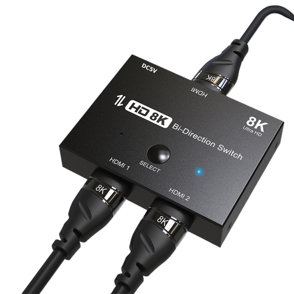MnnWuu HD 8K HDMI-Compatible 2.1 Bi-Directional Switch 2 in 1 out/1 in 2 out 8K@60Hz 4K@120Hz Splitter High Speed 48Gbps Video Converter F03