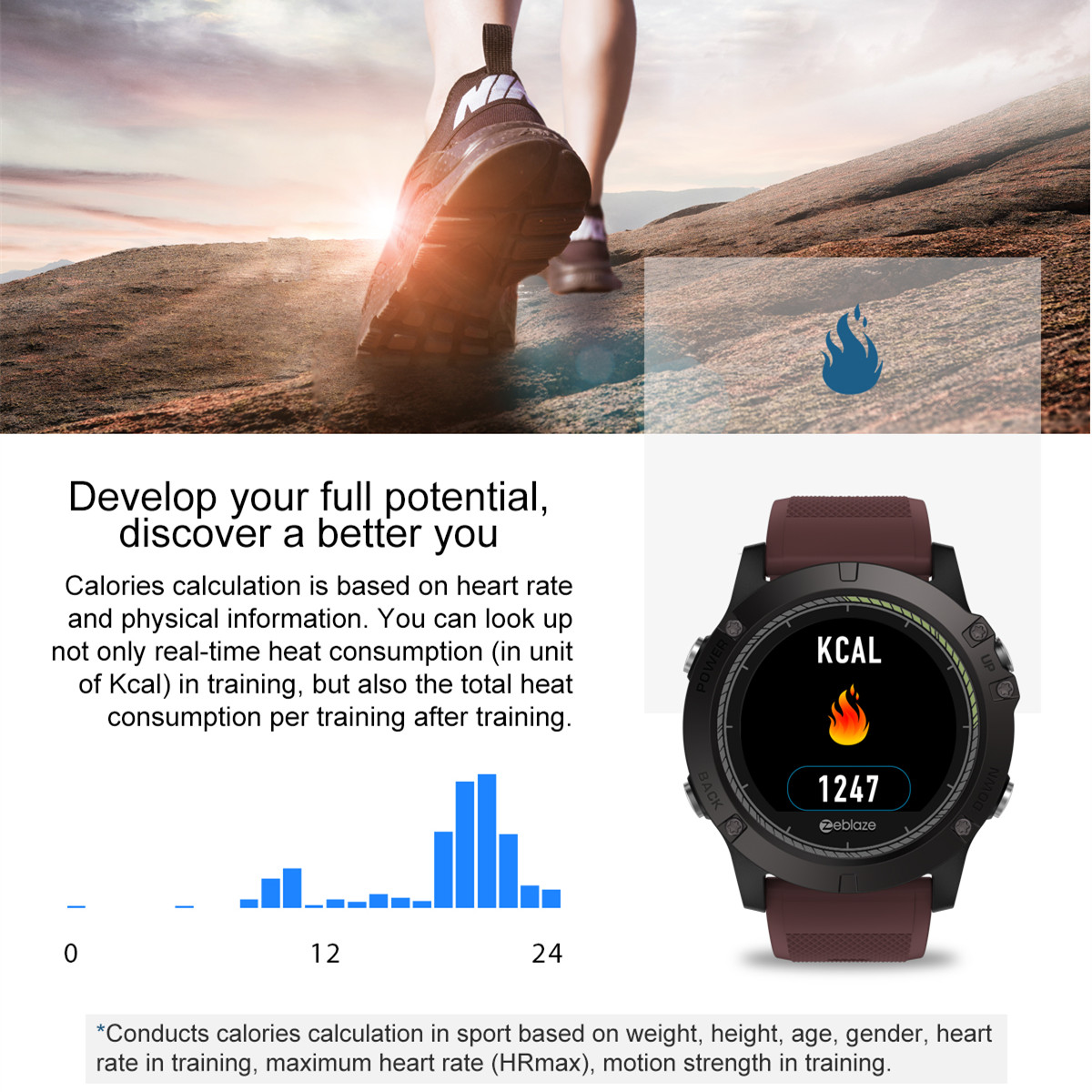 Zeblaze VIBE 3 HR Rugged Inside Out HR Monitor 3D UI All-day Activity Record 1.22' IPS Smart Watch 25