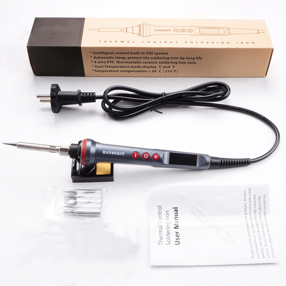 HANDSKIT 927 200W Soldering Iron Automatic Sleep Thermal Control Soldering Iron Tin Wire Stand Welding Tools Four-core Ptc Ceramic Heater 220V/110V