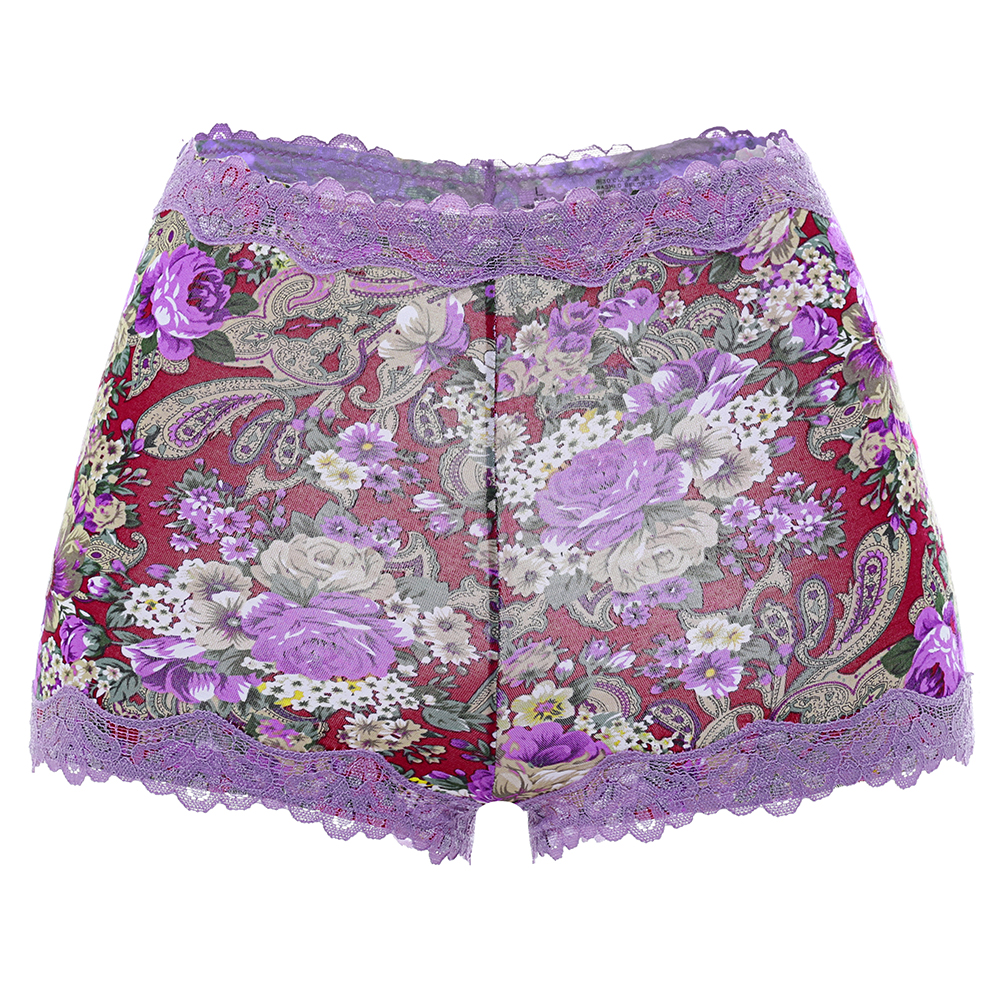 Banggood Lace Floral Printed Hip Up Comfy Mid Waist Silk Cotton Crotch Panties
