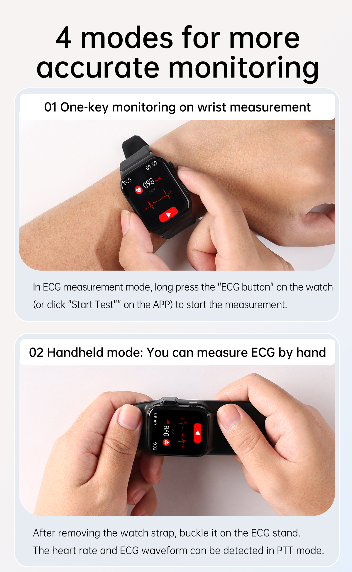 E500 1.83 inch HD Screen ECG Monitor Heart Rate Blood Pressure SpO2 Monitor Fitness Tracker 280mAh Battery BT 5.1 IP68 Waterproof Smart Watch