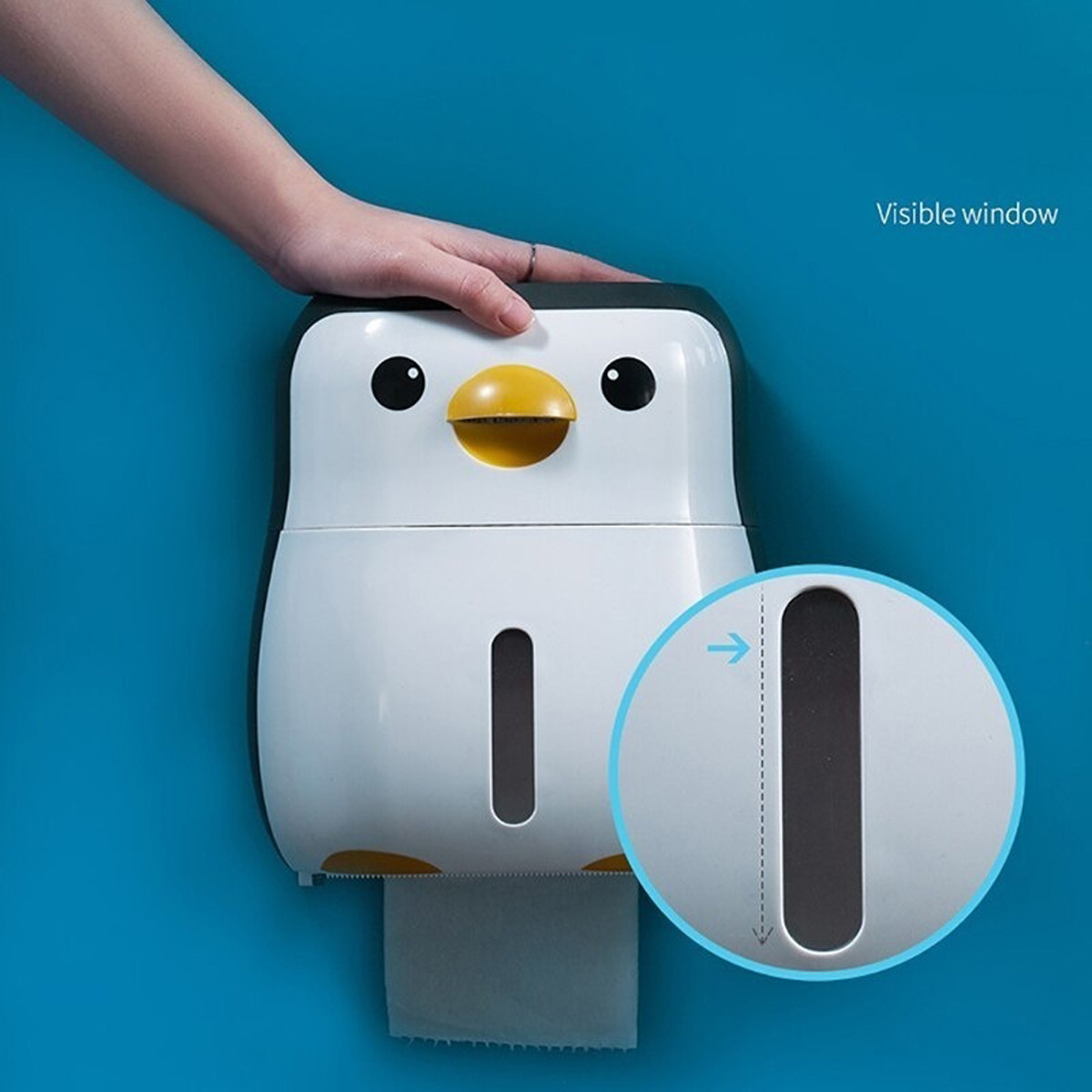 Suporte de papel higiênico de desenho animado Penguin Tissue Caixa Estante de papel em rolo de parede Banheiro Rack de armazenamento