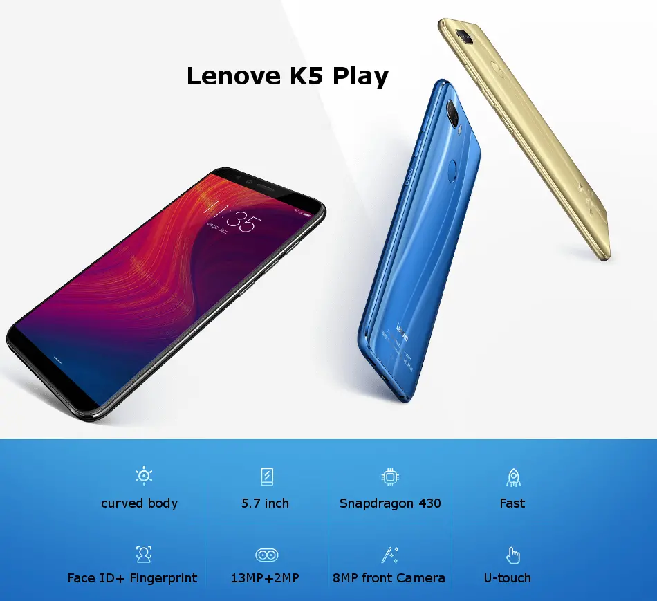 Lenovo K5 Play Dual Rear Camera 5.7 inch 3GB RAM 32GB ROM Snapdragon 430 Octa core Smartphone
