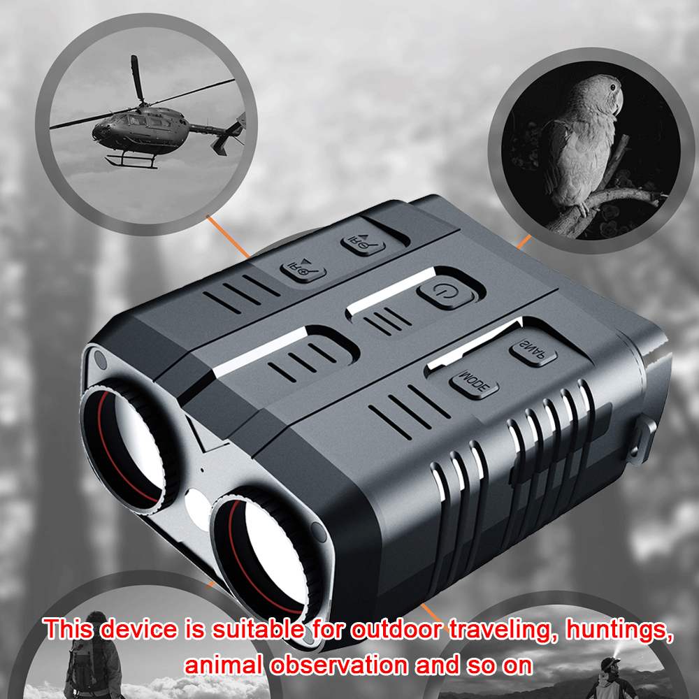 R19 1080P Digital Infrared Night Vision Device 5X Zoom Rechargeable Day Night Dual Use 7 Level Infrared Light IP54 Waterproof 300M Full Dark Viewing Distance Outdoor Binocular Night Vision Camera Infrared Telescope for Hunting Camping