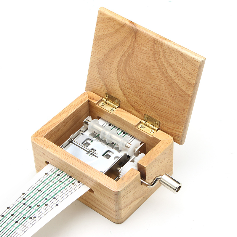 15 Tone DIY Hand-cranked Music Box Wooden Box With Hole Puncher And Paper Tapes 9