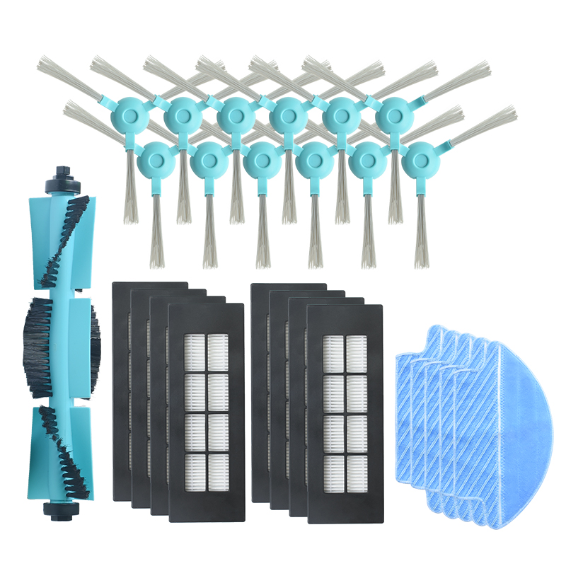 26pcs Replacements for Conga 3090 Vacuum Cleaner Parts Accessories Main Brush*1 Side Brushes*12 HEPA Filters*8 Mop Clothes*5 [Non-Original]