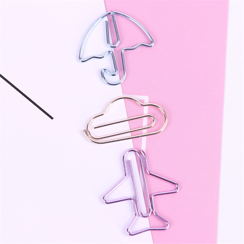 Deli 0055 12PCS Paper Clips Special Shape Notes Smooth Paper Clips DIY Bookmark Stationery Student Metal Binder Clips Notes Letter Paper Clips