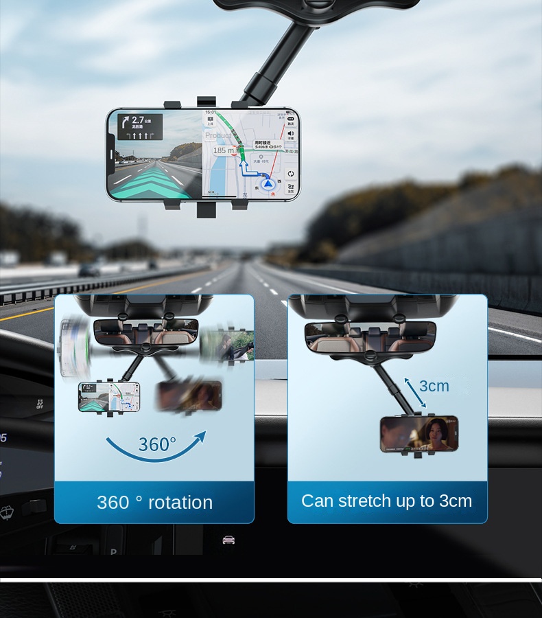 Car Rearview Mirror Mobile Phone Bracket Travel Recorder Dedicated Car Bracket Fixed Clip Navigation Bracket