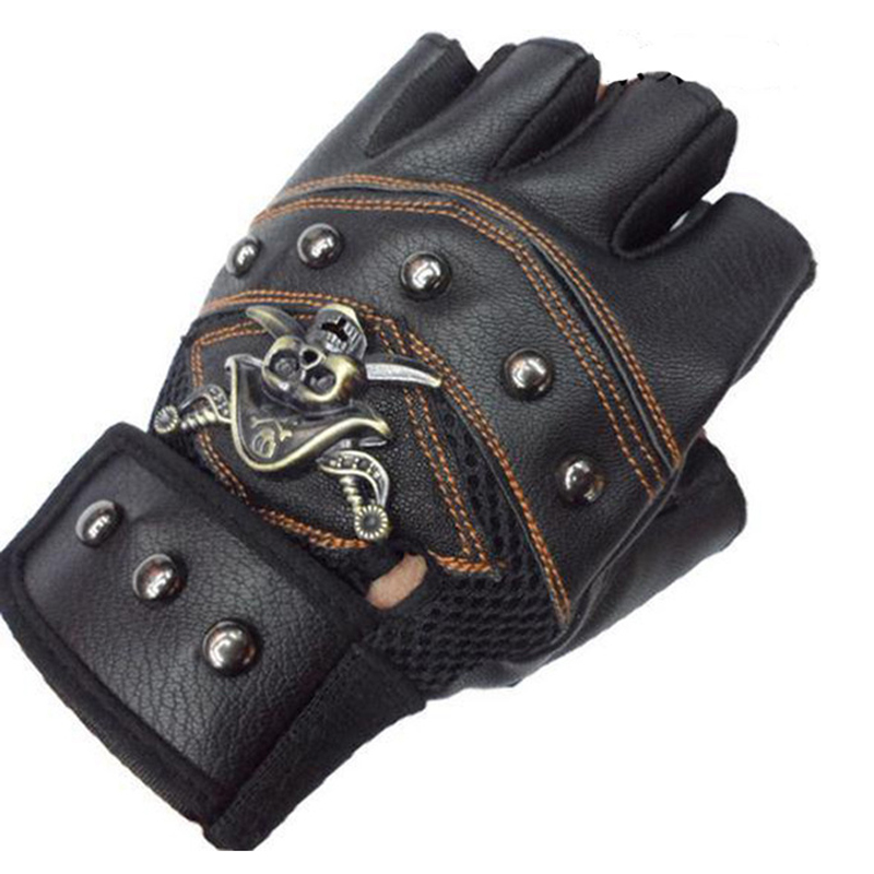 Details about   Men's Biker Gothic Sport Gloves Motorcycle Skull Rivet Cycling Fingerless Mitten 