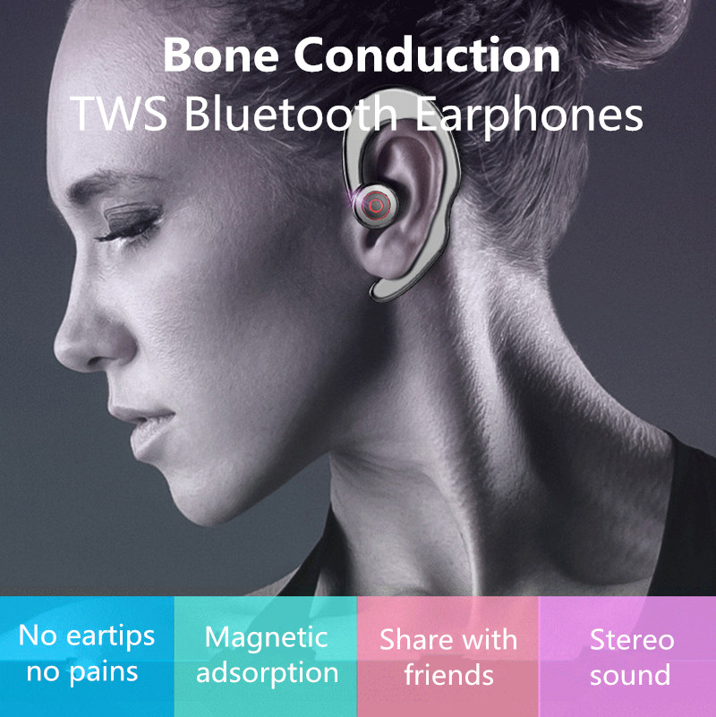 [True Wireless] S2 TWS Bone Conduction Earhooks Dual Bluetooth Earphone Stereo Headphone with Mic 9