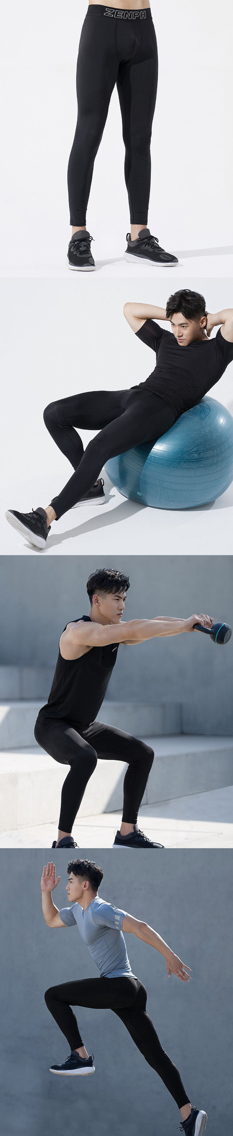 Zenph Men Tight Under Skin Sports Calças Aptidão Yoga Academia Calças extensíveis para jogging Calças De 