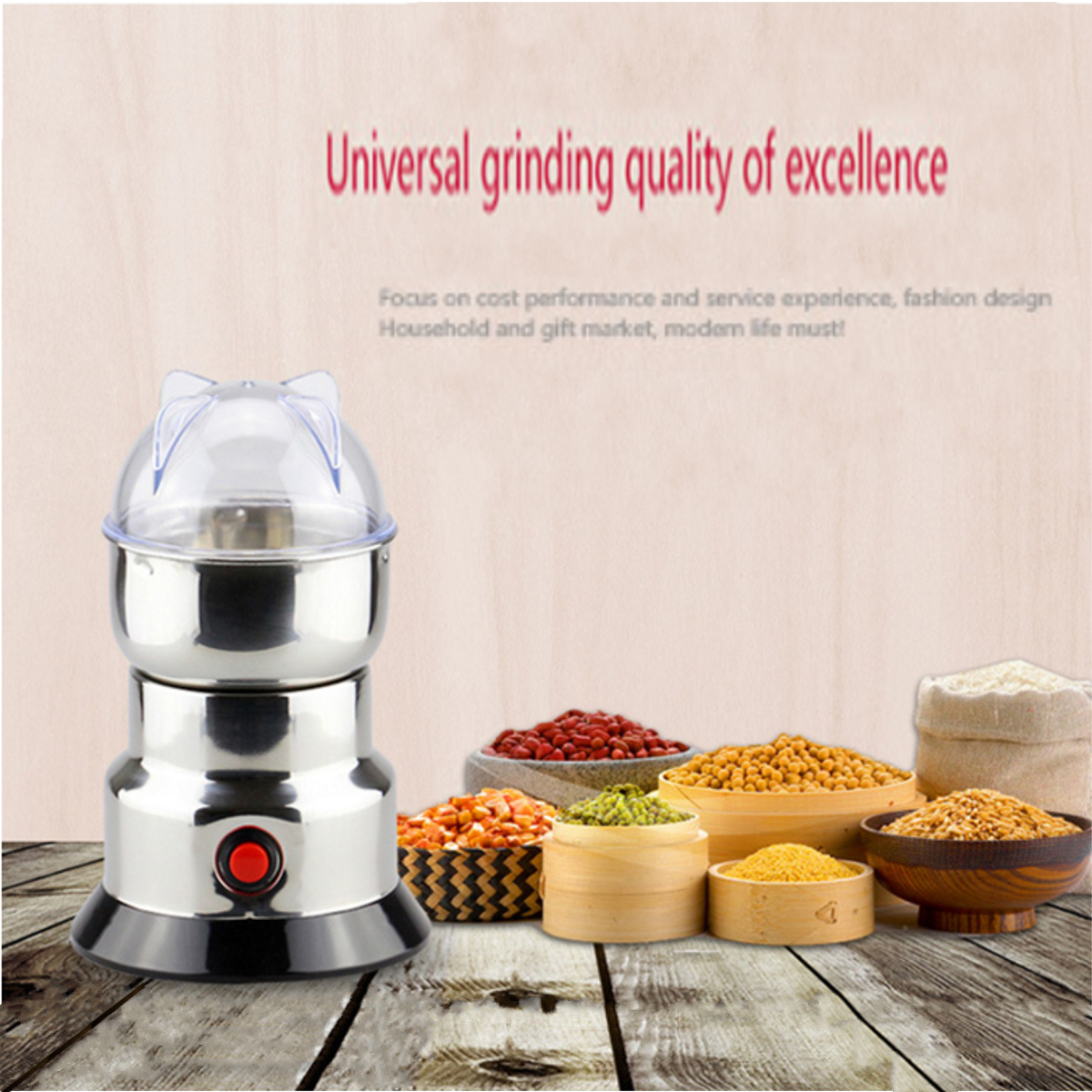 220V 100W Electric Herb Beans Grain Coffee Grinder Cereal Mill Grinding Machine 