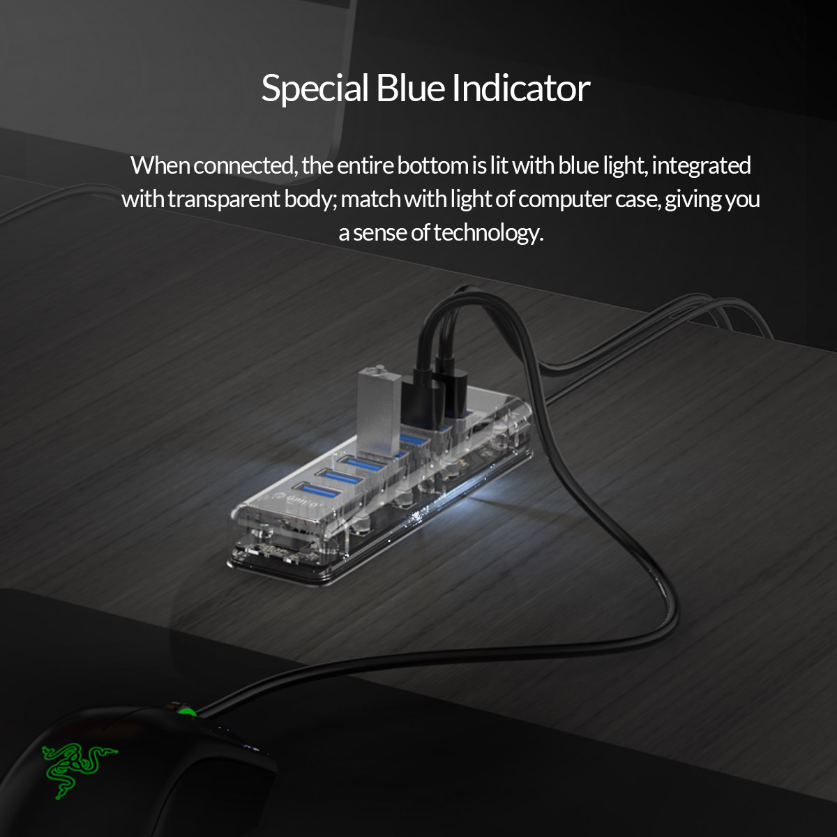 Orico F7U Transparent 7-Port USB 3.0 Hub with Dual-port Power Supply 13