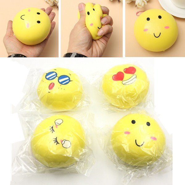 

Giggle Bread Squishy Jumbo Yellow Emoji Bun Bread 9cm Slow Rising Phone Bag Strap Collection Deocor Gift