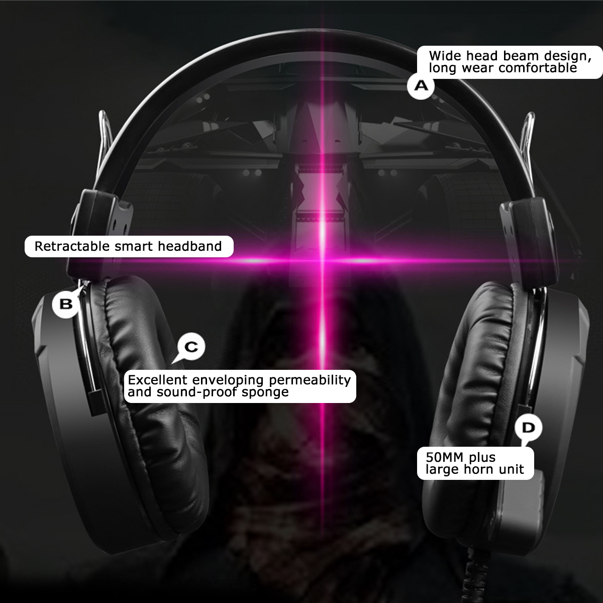 Bakeey 3.5mm Super Pass Gaming Headset Stereo LED Colorful Breathing Lamp Earphone Hifi Heavy Bass Game Headphone