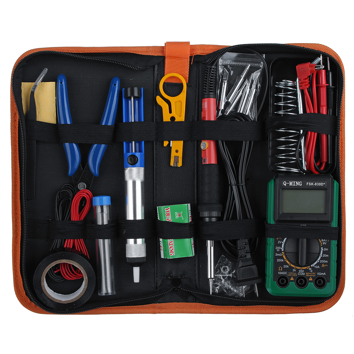 110V 60W 22Pcs Electric Adjustable Temperature Soldering Iron Kit Welding Tool With Multimeter
