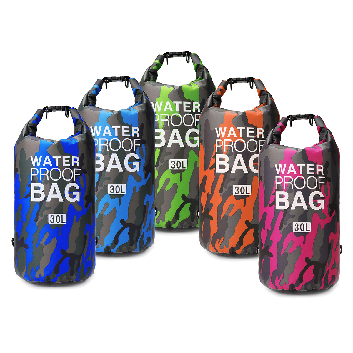 1X 2/5/10/15/20L Outdoor Camouflage Rafting Diving Dry Bags Sacks PVC Waterproof 