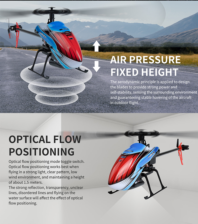 WLtoys XK K200 4CH 6-Axis Gyro Altitude Hold Optical Flow Localization Flybarless RC Helicopter RTF