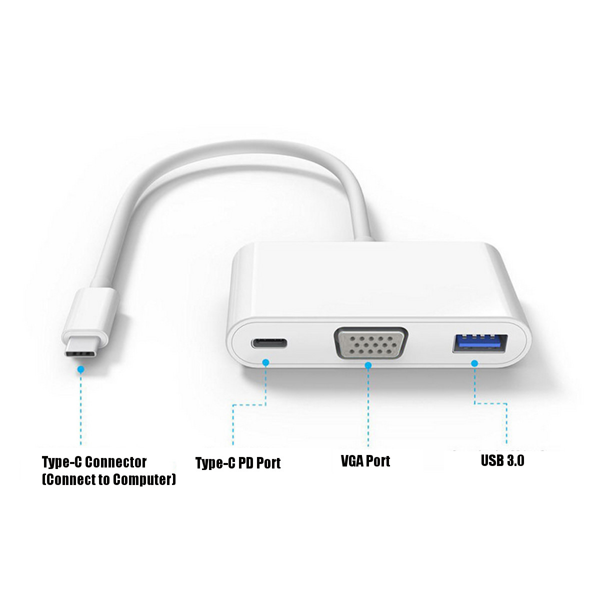 USB 3.1 type C to VGA Converter Monitor USB 3.0 Type C Female Charger Adapter for Macbook