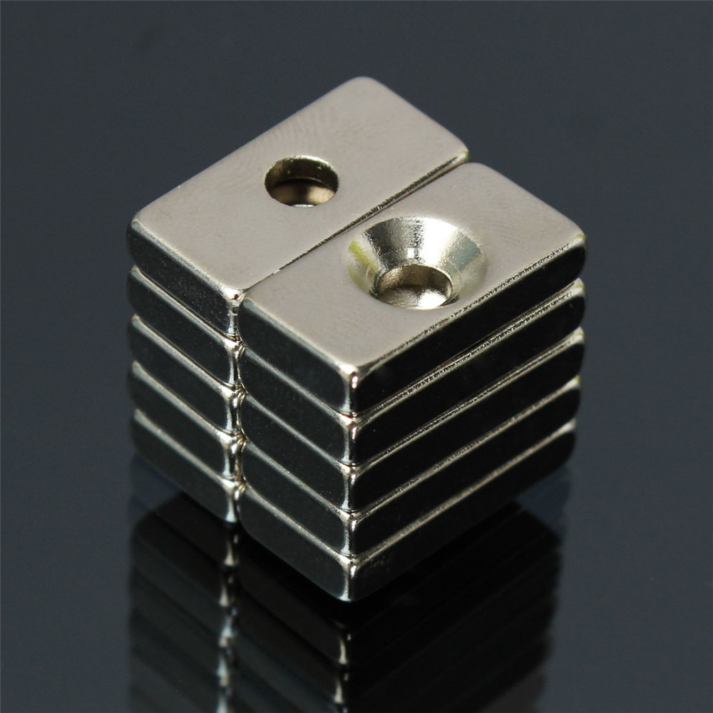 

10шт N52 20x10x4-миллиметровый сильный магнит с отверстием 4 мм Редкоземные неодимовые магниты