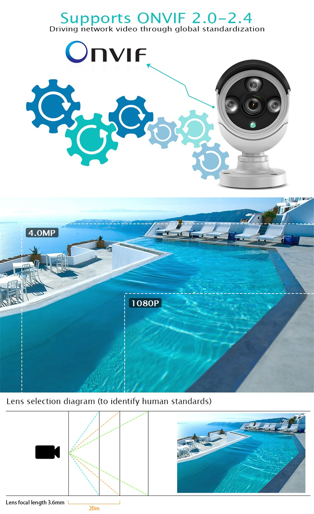Hiseeu HB624 H.265 4MP Security IP Camera POE ONVIF Outdoor Waterproof IP66 CCTV P2P Video Camera 65