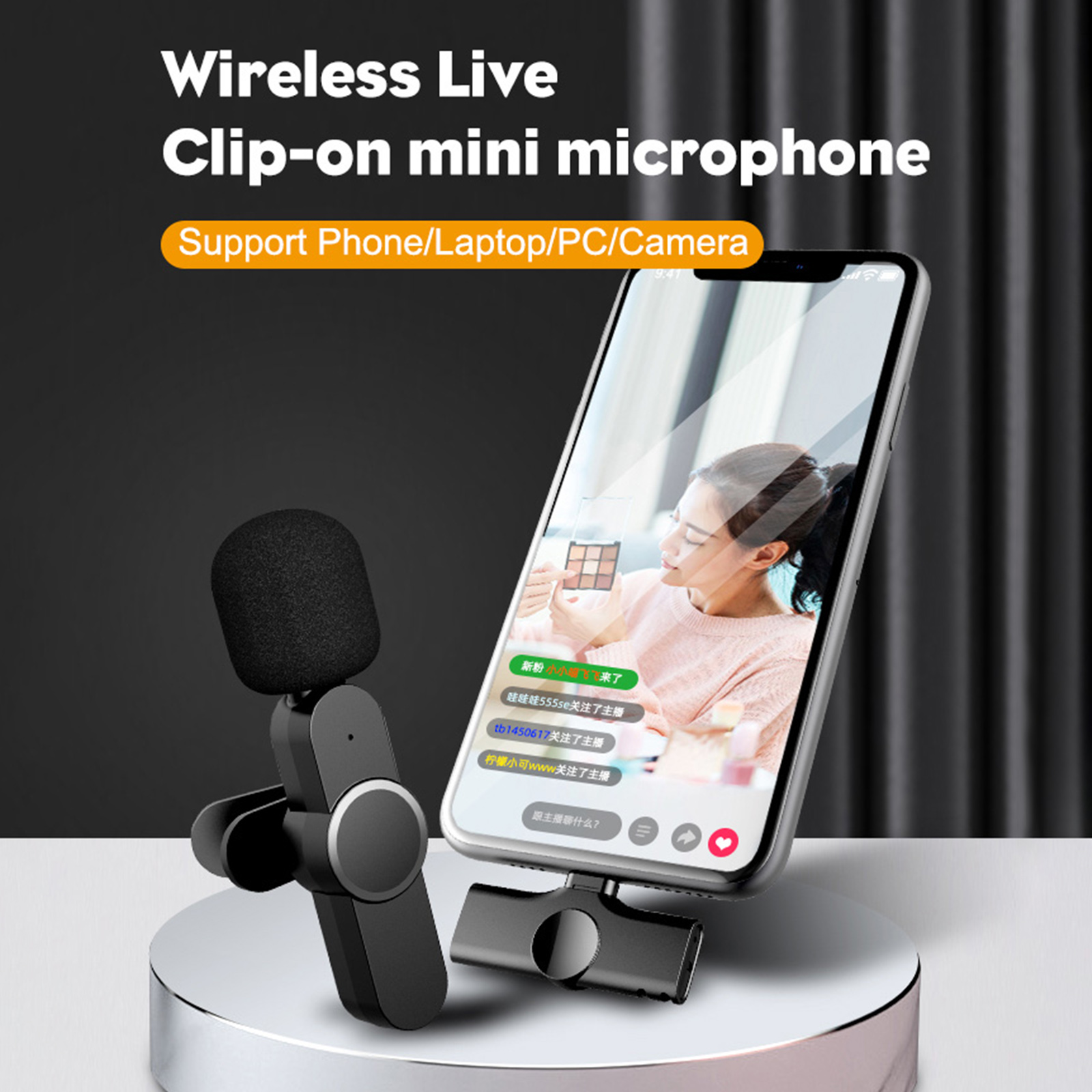 EP033 Mini Type-C Lightnings Plug Play Lapel Microphone Wireless Lavalier Mic for Live Stream Vloggers Interview Auto-syncs Clip-on