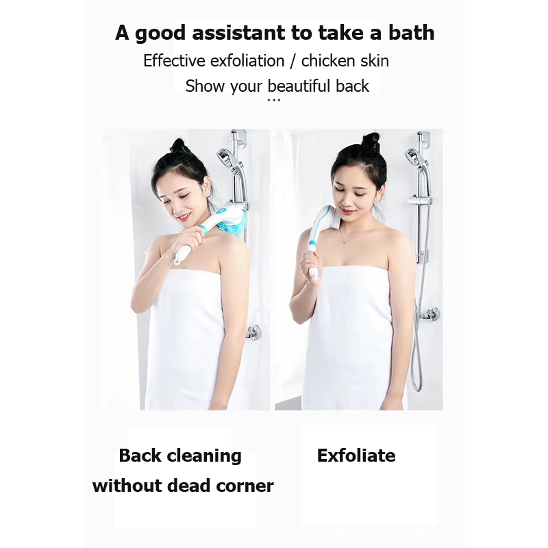 Bakeey Waterproof Electric Massage Bath Brush Bath Brush Multifunctional Long-handled Back Rubbing Bath Face Wash Artifact