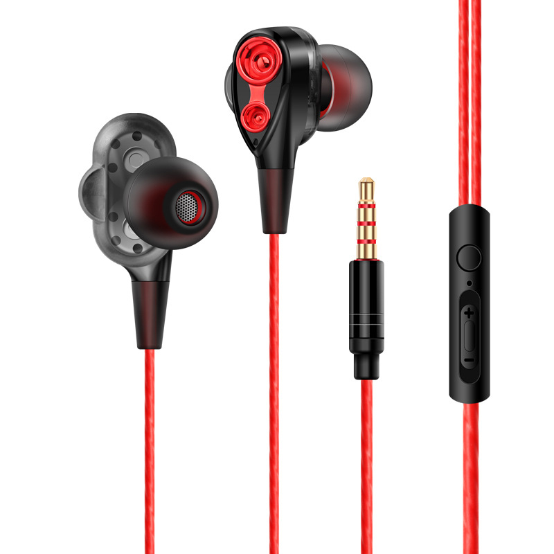 

Dual Dynamic Units Earphone 3.5mm Jack Wired Control In-ear Bass Stereo Headphone with Mic