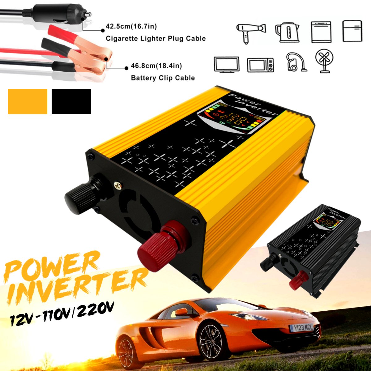  12V-110V/220V Dispaly Inverter 450W Power Inverter Car Modified Sine Wave Converter Solar Power Charger Inverter