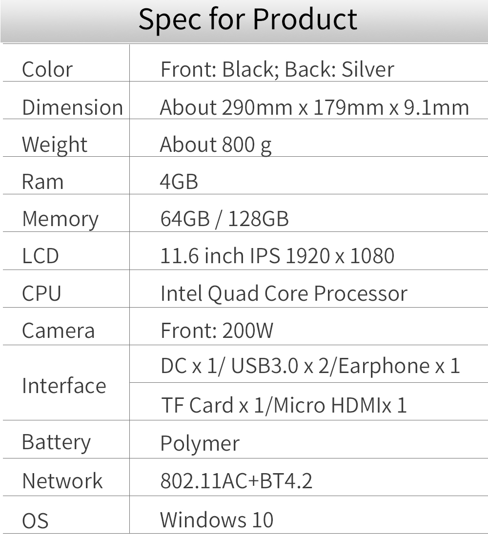  Jumper Ezpad go Apollo Lake N3450 Quad Core 4GB RAM 128GB ROM 11.6 Inch Windows 10 OS Tablet with Keyboard