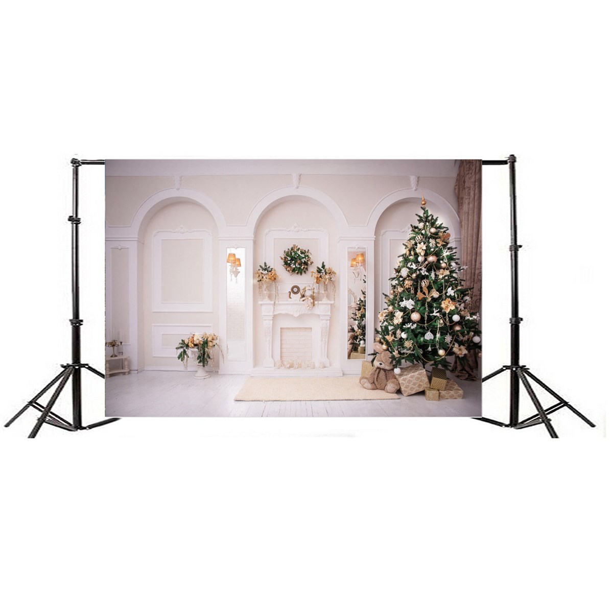 

7x5FT Белая комната Рождественская елка Тема Фотография Заставка Студия Prop Background