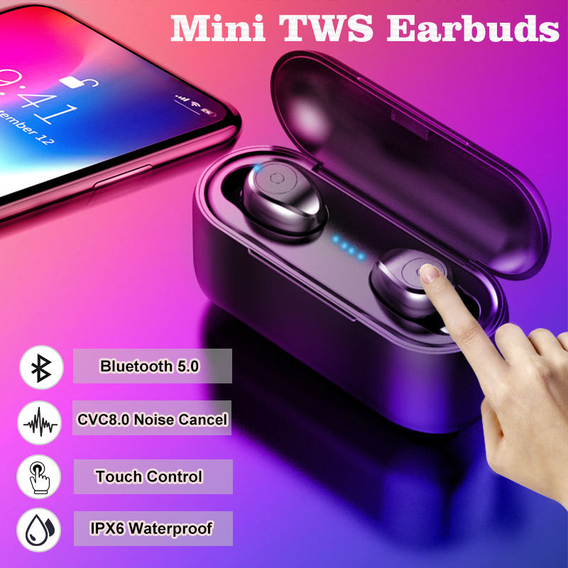 [Bluetooth 5.0] Amoi TWS Wireless Earphone CVC8.0 Double Noise Cancelling 3000mAh Power Bank Headset 9