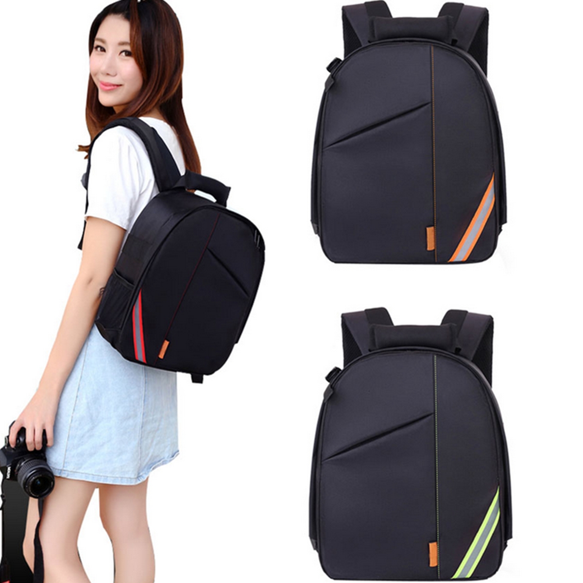 Waterproof Shoulder Bag Backpack Rucksack With Reflective Stripe For DSLR Camera 11