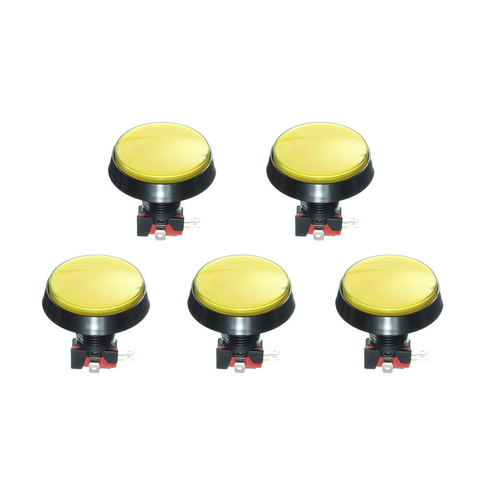 5Pcs Yellow LED Light 60mm Arcade Video Game Player Push Button Switch 7