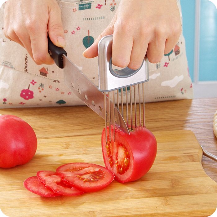 

Honana Stainless Steel Onion Patato Holder With Prongs Holds Cutting Tomato Cutter Kitchen Gadget Vegetable Cutter