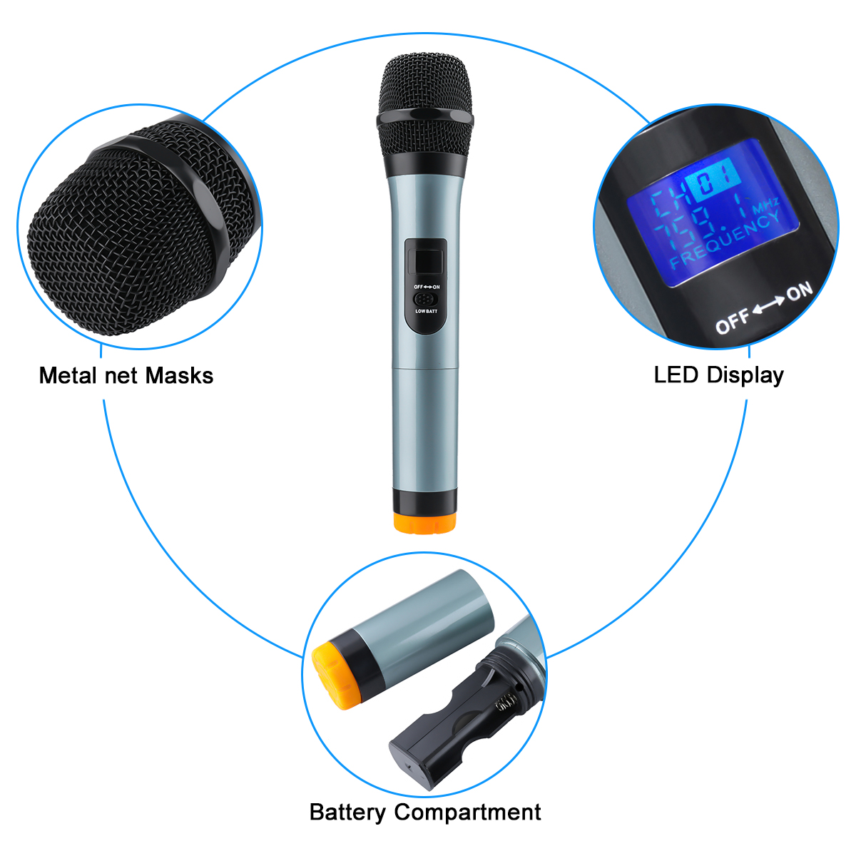 Elegiant Studio Bluetooth Wireless Handheld UHF 2-Channel Microphone System Home Karaoke Kit 11