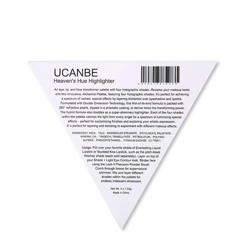 UCANBE Triangle Eyeshadow Palette Makeup Glow Highlighter Shimmer Face Brighten Eye Shadow