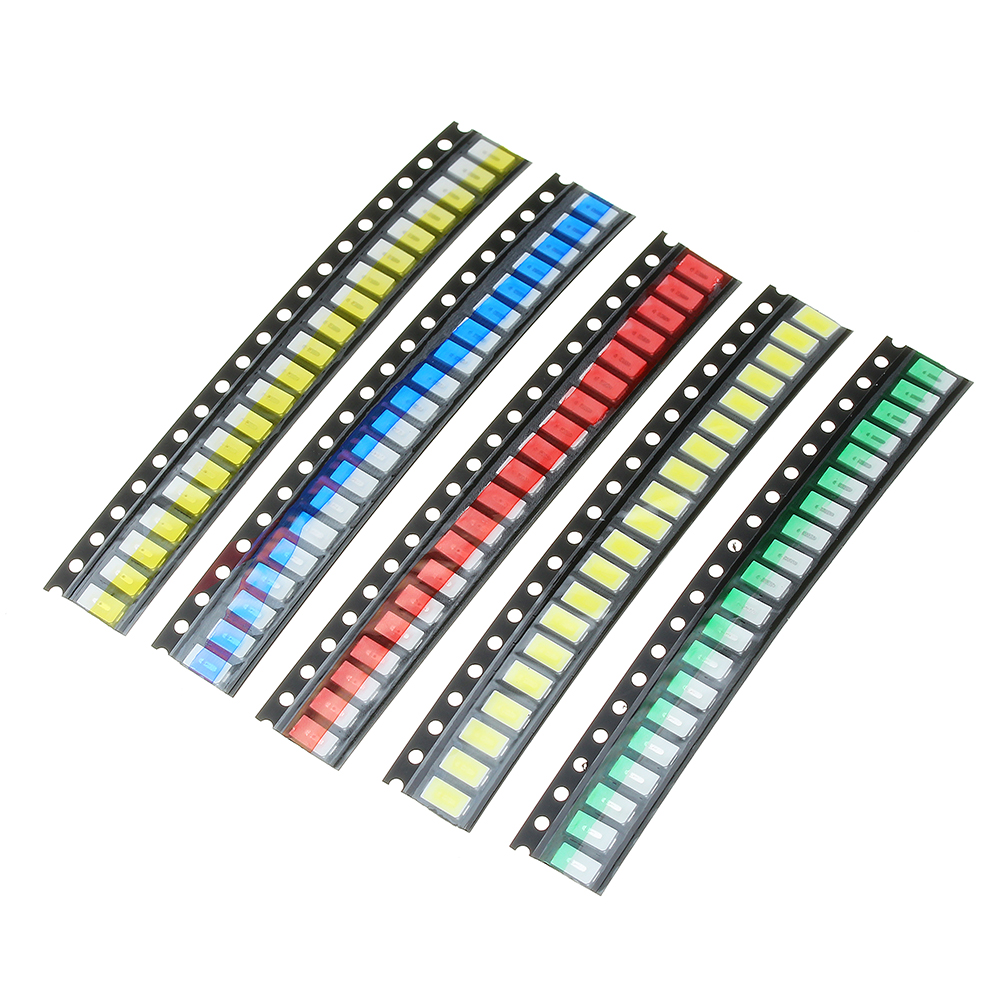 100Pcs 5 Colors 20 Each 5730 LED Diode Assortment SMD LED Diode Kit Green/RED/White/Blue/Yellow 9