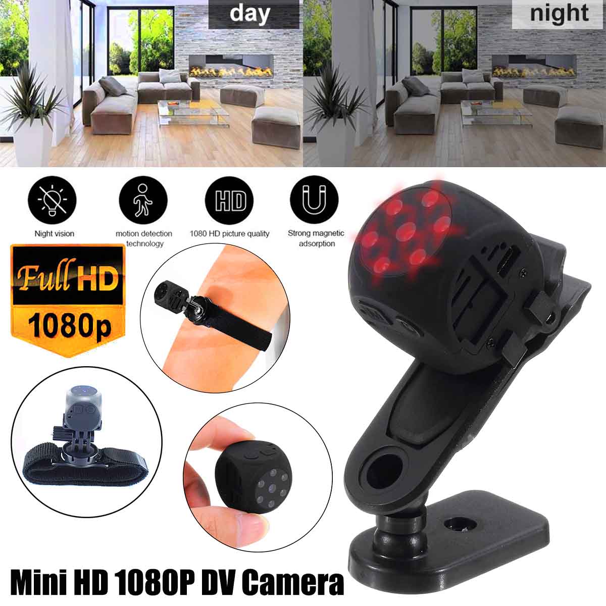 Intelligent Mini Dice 1080P DV Camera Motion Detection 3rd Generation Infrared Night Vision 12