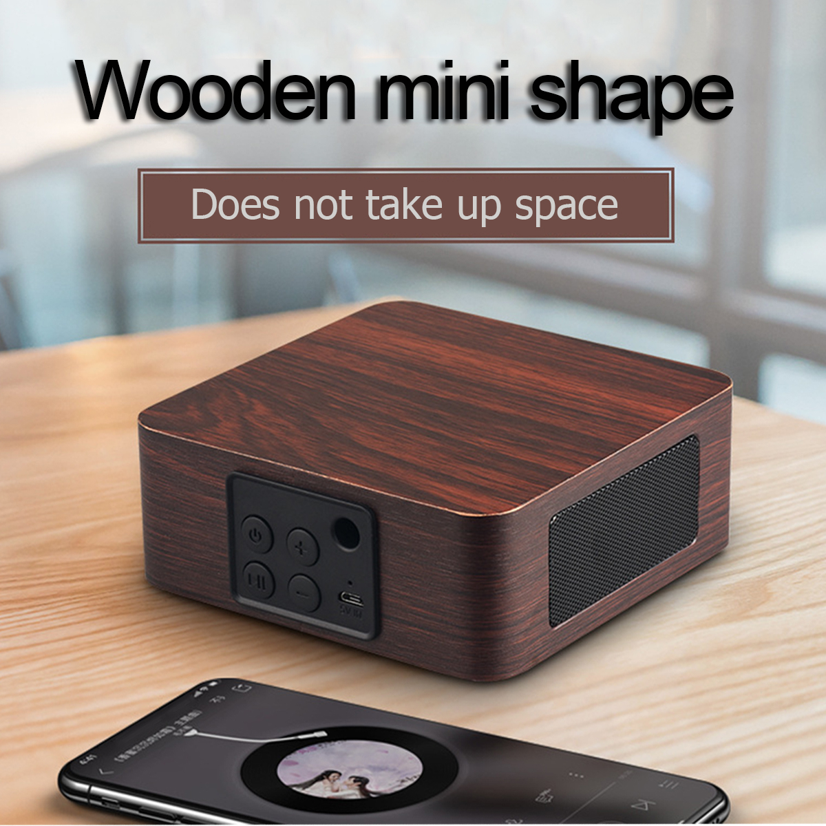 Q1A Portable Wooden Wireless bluetooth Speaker Double Drivers Stereo Light Speaker