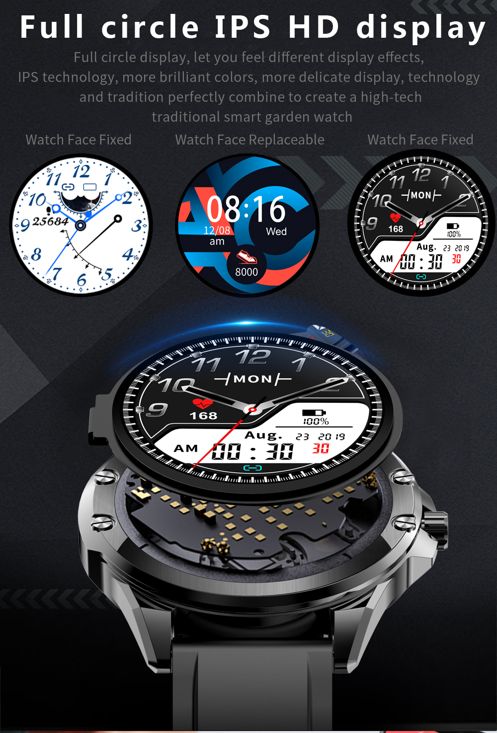 SENBONO S11 1.28 Full-Touch Screen Heart Rate Monitor Blood Pressure Measurement Fitness Tracker IP68 Waterproof Smart Watch