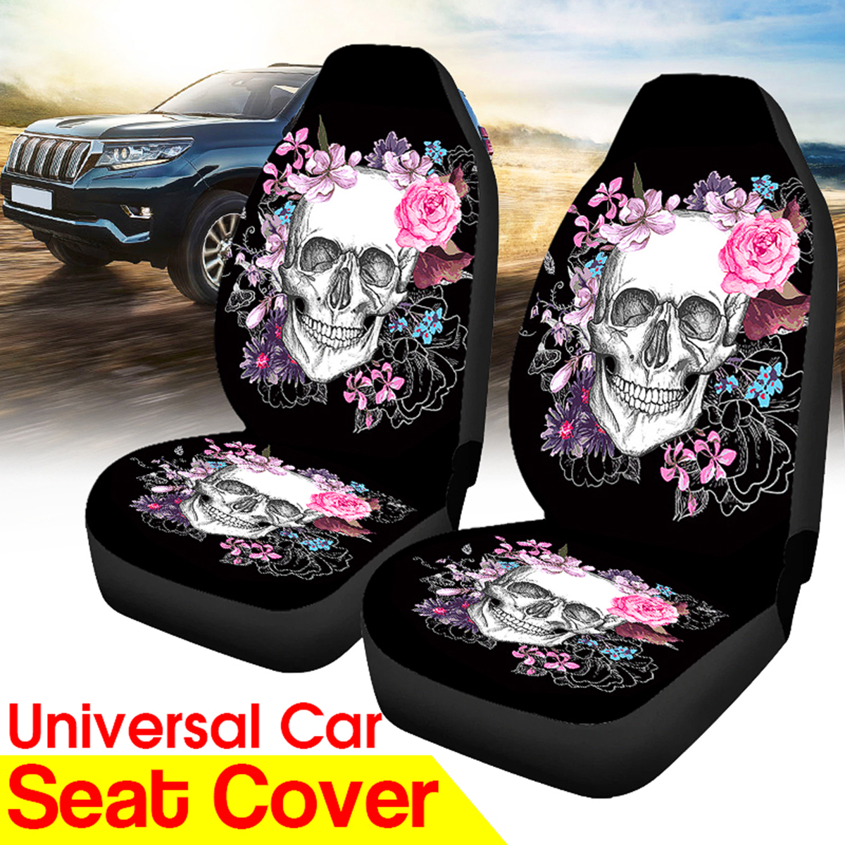 2Pcs Car Seat Cover Flowers Pattern Cushion Universal Truck Van Protector
