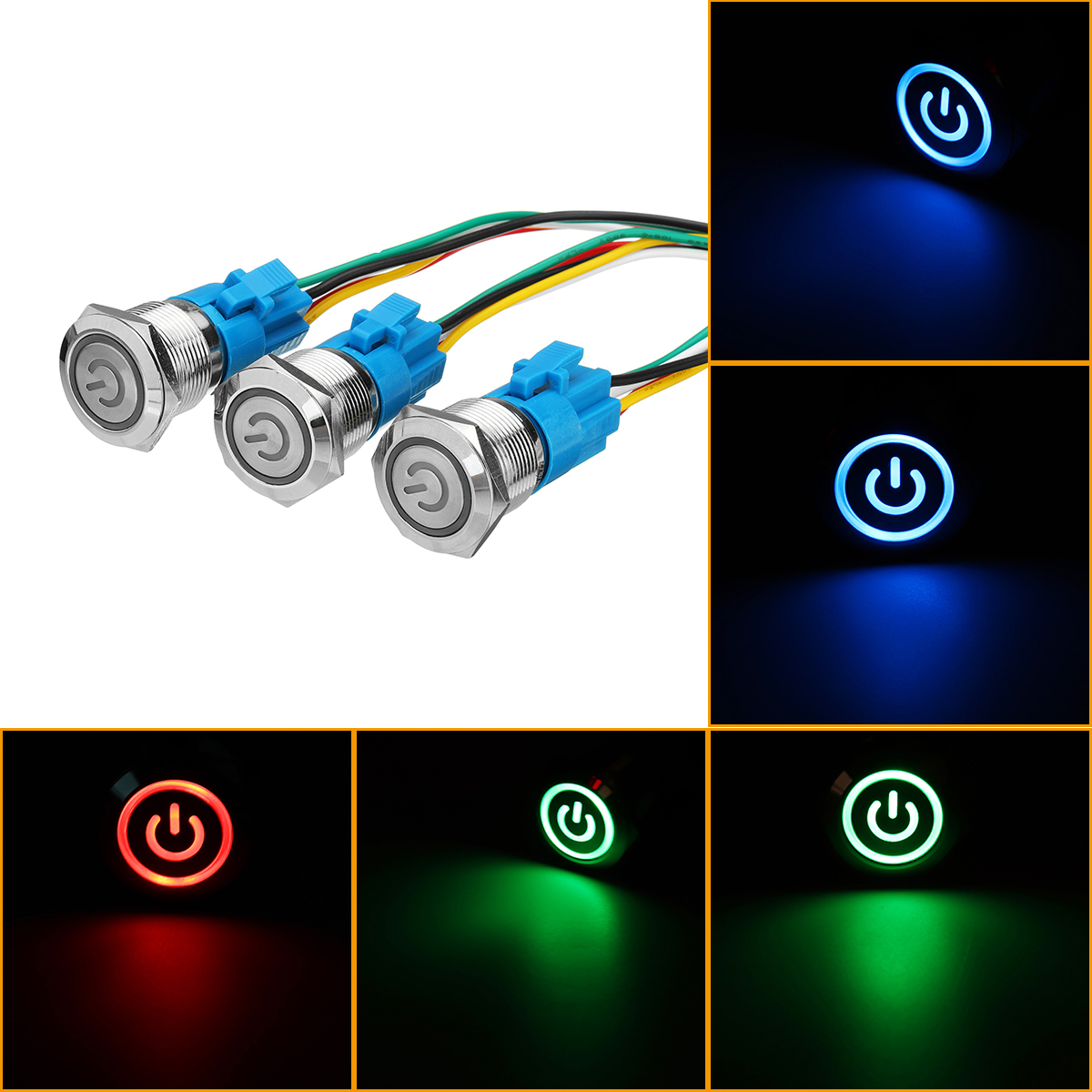 19mm Metal Self-locking Switch 12V LED 5Pin ON-OFF Push Button Switch With Wire Waterproof
