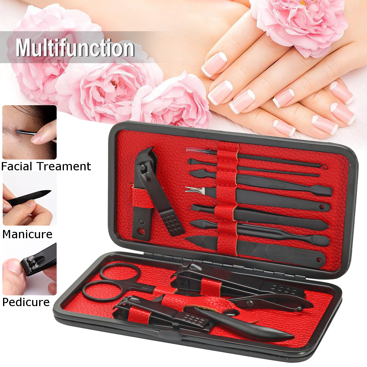 Y.F.M� 12Pcs Nail Clipper Tools Cutter Manicure Pedicure Beauty Set Grooming Trimming Kit
