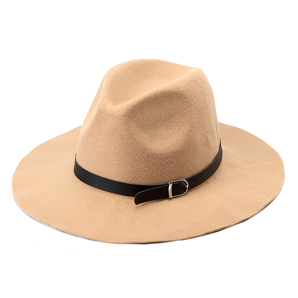 

Women Ladies Wool Blend Belt Bowler Trilby Fedora Cap Wide Brim Cowboy Hat