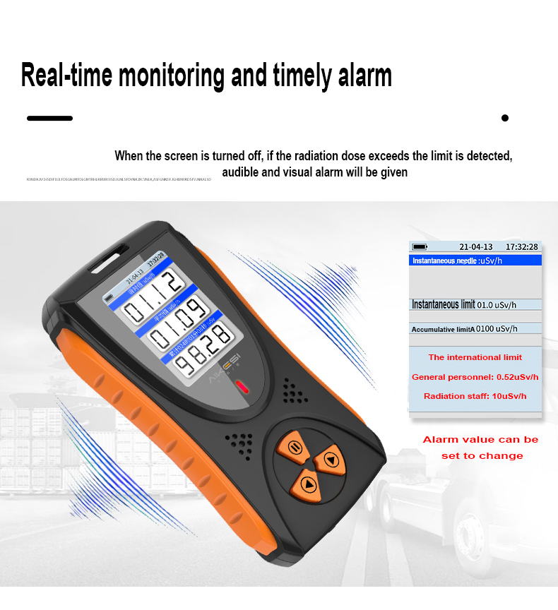 High Precision 0. 05uSv-50mSv Nuclear Radiation Tester with Built-in Battery TFT2.0  Color Display Screen Alarm Fuction